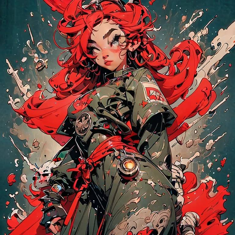 01_Full-length, color portrait of a young girl, very sexy, modern style, comic book, cyberpunk, future, color fill, rich colors. Very graceful, stands half-turned, in a sporty pose, looking at the viewer. Tattoos on the body, fashionable short dresses, and devices on the body. 2_In the background there is a server, wires, screens, light bulbs, lights, backlights, and robots. 3_High image quality, 4K | Ultra HD | Full HD, cinematic comic book, 3D visualization_in comic book style - linear stroke, color fill, high-quality stroke - a masterpiece, TOP computer graphics ART. 8K, , dark lighting, heavy shading. (vivid, anime, comic, creative, sharp focus, 8K). High detail of the drawing, lines, high-quality background (shades of cold tones, red, warm highlights, side lighting), cyberpunk, and futurism. Film grains, dust, and particles in the air.