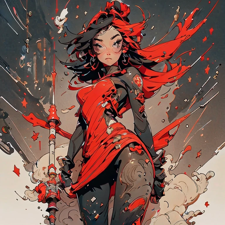 01_Full-length, color portrait of a young girl, very sexy, modern style, comic book, cyberpunk, future, color fill, rich colors. Very graceful, stands half-turned, in a sporty pose, looking at the viewer. Tattoos on the body, fashionable short dresses, and devices on the body. 2_In the background there is a server, wires, screens, light bulbs, lights, backlights, and robots. 3_High image quality, 4K | Ultra HD | Full HD, cinematic comic book, 3D visualization_in comic book style - linear stroke, color fill, high-quality stroke - a masterpiece, TOP computer graphics ART. 8K, , dark lighting, heavy shading. (vivid, anime, comic, creative, sharp focus, 8K). High detail of the drawing, lines, high-quality background (shades of cold tones, red, warm highlights, side lighting), cyberpunk, and futurism. Film grains, dust, and particles in the air.
