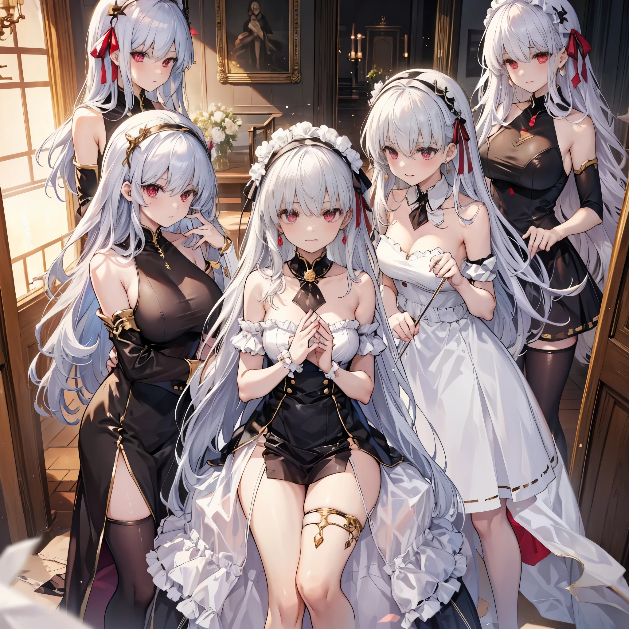 ((masterpiece)),((hightquality)),(((hight resolution))),((appearance々sisters with great physique)),(( body)),(( Body)),(((Sukusui,maid clothes,Child Smock))),(((absurderes)),((((Lucullan banquets)))),(((10 girls))),((((Lori and her sister's sister clone harem)))),(((crowd shot))),(((full body Esbian))),(((((Standing))))),((((anime screen cap)))),(((((clones))))),((Harlem Clone)),((sister clone light'redeyes))))),(((Silver-only hair color))),((((Red ribbon and silver hair color,)))),((((((Illustration of silver-haired clone sister harem wearing red ribbon)))))),(((Fate))((FGO)),((Kama)),,((((Sheer Babydoll Underwear)))),((all girls are sisters)), ((((Ecstatic woman blushing on screen)))),(((Sweaty figure))),((Meet at the Clone Sisters Harlem)),(((Clone sister harem swarming together)),((( Clone sister harem on background))),(( 100girls)),((Crowded, Full of clones)),,((perfect anime illustration)), 100girls, All Girls Are Clone's Sister Harem, (sisters crowded together), Clone sister harem on background, Rich Clone Sister Harem, (( 超A high resolution)), (Full body),(((Harem of 1000 Clone Sisters)))