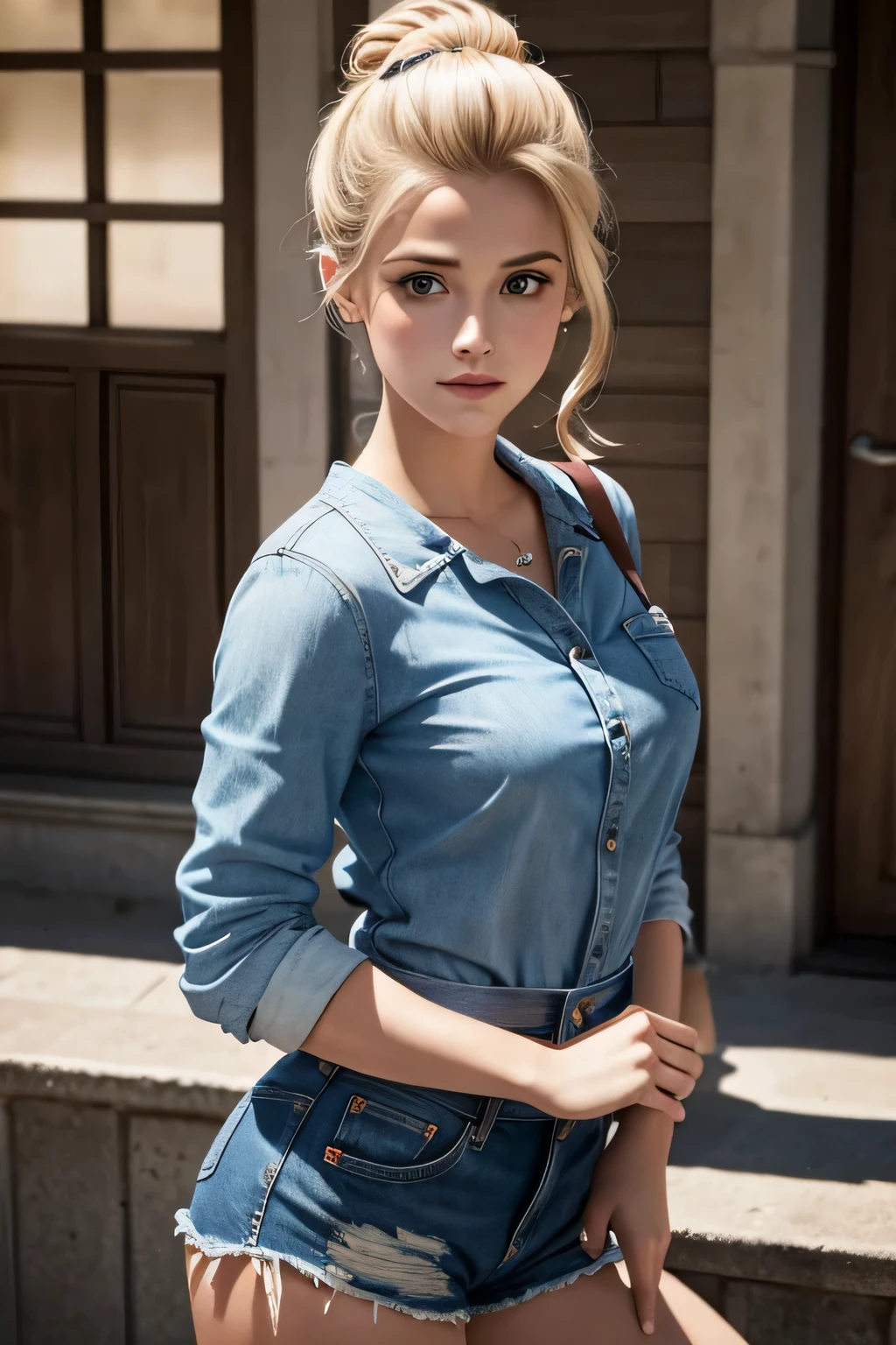 Betty Cooper est l'héroïne de la série Riverdale. Réfectoire du lycée. Betty est habillée décontractée et porte un jean.