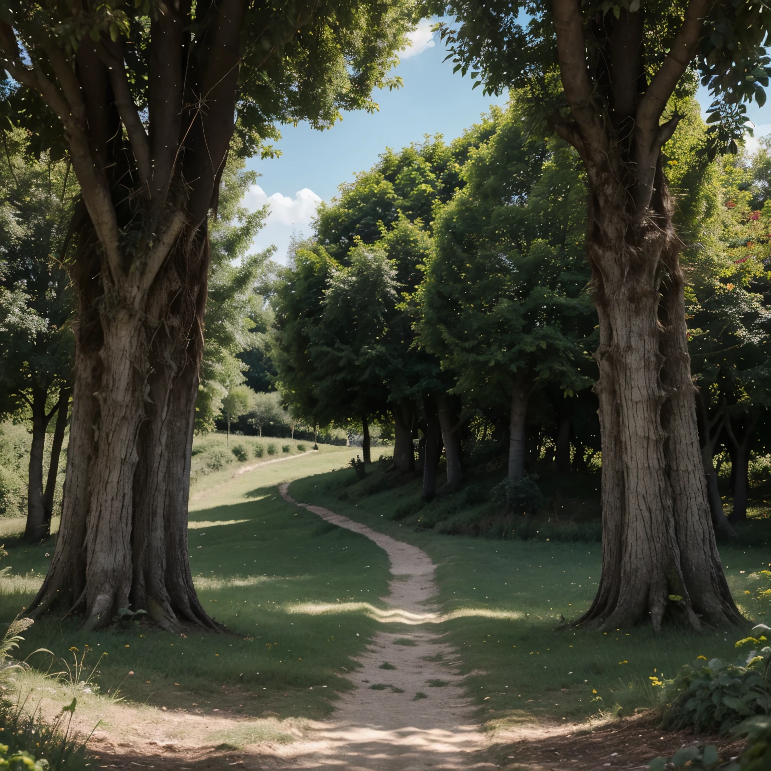 Dessin d'un endroits extraordinaire situé entre « nulle part » et « toujours », possède à son
septentrion une forêt luxuriante aux arbres si grands qu’on croirait qu’ils touchent le ciel, clairsemée
de jardins d’herbes mauves et de champs de fleurs multicolores. Au sud, un océan infini couleur
turquoise, bordé de plages de sable rose. L’Est est parcouru par des vents violents prenant la forme
de tourbillons gigantesques qui semblent exécuter entre eux une chorégraphie. Enfin, à l’Ouest se
dresse une chaîne de volcans en éruption d’où descendent des rivières de larves qui semblent venir
se fondre dans un désert de roches rouges incandescentes qui s’étend à perte de vue. (Paysage)