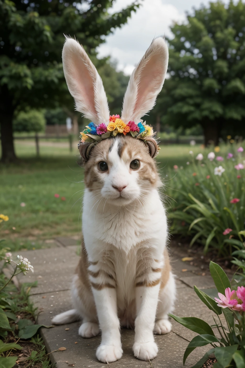 Katzen. Bunny hats.blume.natur,Regenbogen Erdberen. Tiere, nicht menschliche