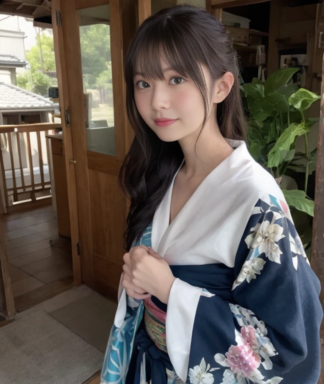 (high-level image quality、ultra-detailliert、Raw photo)、A woman in her 30s wearing a yukata、Kyoto Beauty