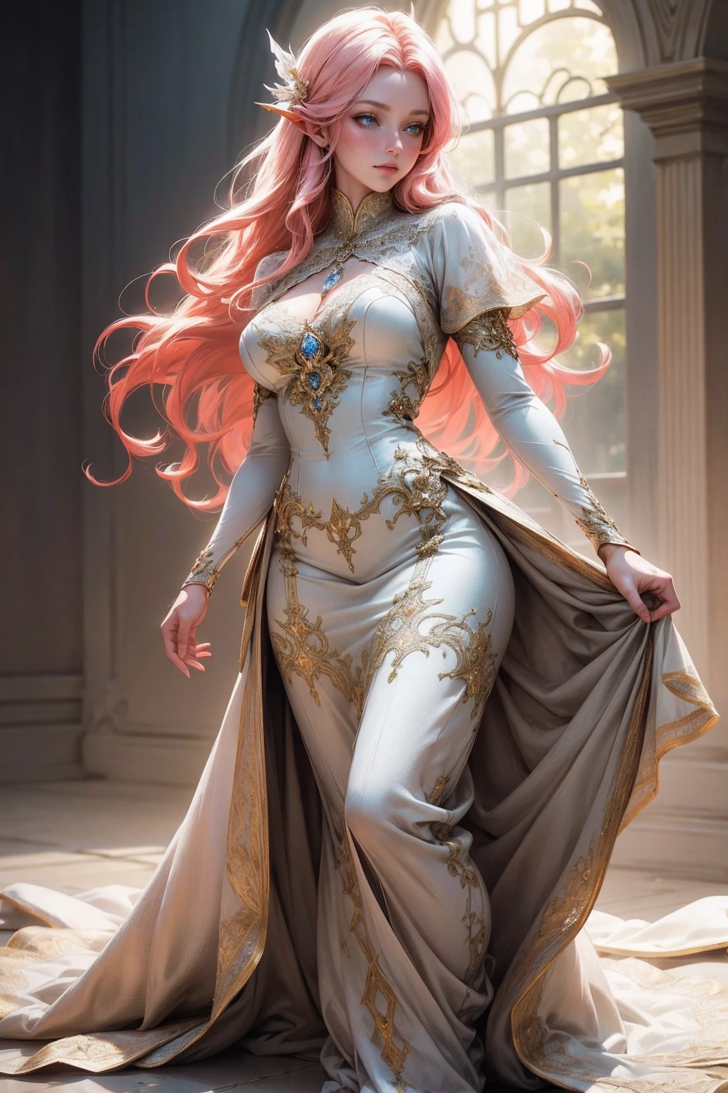 {-erro_de_anatomia:1.0}(best quality,4k,8k,highres,masterpiece:1.2), ultra-detailed, (realistic,photorealistic,photo-realistic:1.37), mature milf, illyasviel von einzbern, redhead hair, full body, vibrant colors, glowing skin, mesmerizing eyes, elegant pose, enchanting background, delicate lace dress, surreal lighting, ethereal atmosphere, mystical aura, intricate details, artistic medium, digital illustration, fantasy, anime.