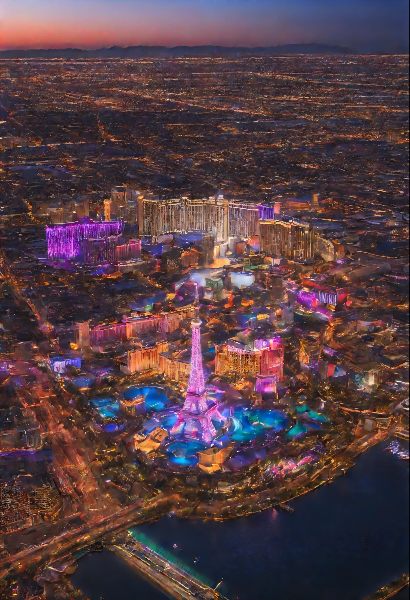 best quality,4k,highres,masterpiece:1.2,ultra-detailed,realistic,photorealistic:1.37
GTA Las Vegas, vibrant neon lights, futuristic skyline, crowded streets, bustling casinos, extravagant hotels, iconic landmarks, flashy sports cars, helicopter flying over the city, high-rise buildings, palm trees swaying in the wind, 2 girls dressed in elegant evening gowns, enjoying a luxurious night out, mesmerizing light reflections on the water, breathtaking view from the top of a skyscraper, lively street performers, captivating street art, energetic nightlife, thrilling casino games, slot machines flashing with colorful lights, glamorous showgirls, vibrant city atmosphere, buzzing with excitement and possibilities, dynamic and action-packed street scenes, adrenaline-filled car chases, impressive aerial view of the city at sunset, extravagant fountains dancing to music, extravagant parties, vibrant and diverse crowd, energetic DJ playing at a pool party, stunning fireworks illuminating the night sky, iconic welcome sign, iconic architectural landmarks like the Eiffel Tower and the Statue of Liberty, captivating street performers, lively music and entertainment, non-stop action and adventure, thrilling helicopter ride over the city, capturing the essence of the glamorous Las Vegas experience in an ultra-detailed and realistic way, vivid colors and sharp focus highlighting the vibrancy and excitement of the city.