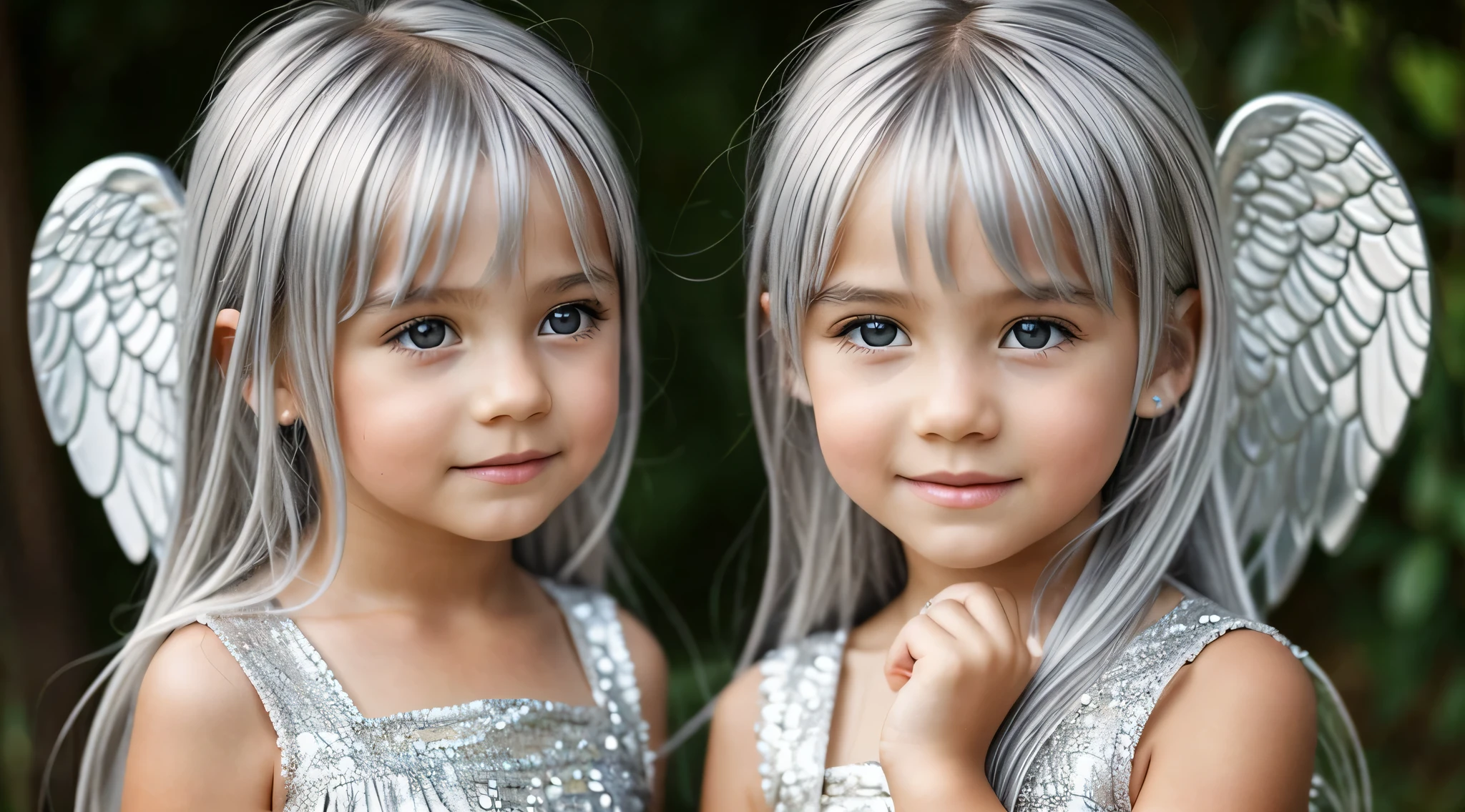 CHILDREN SILVER HAIR GOLDEN ANGEL GIRL.