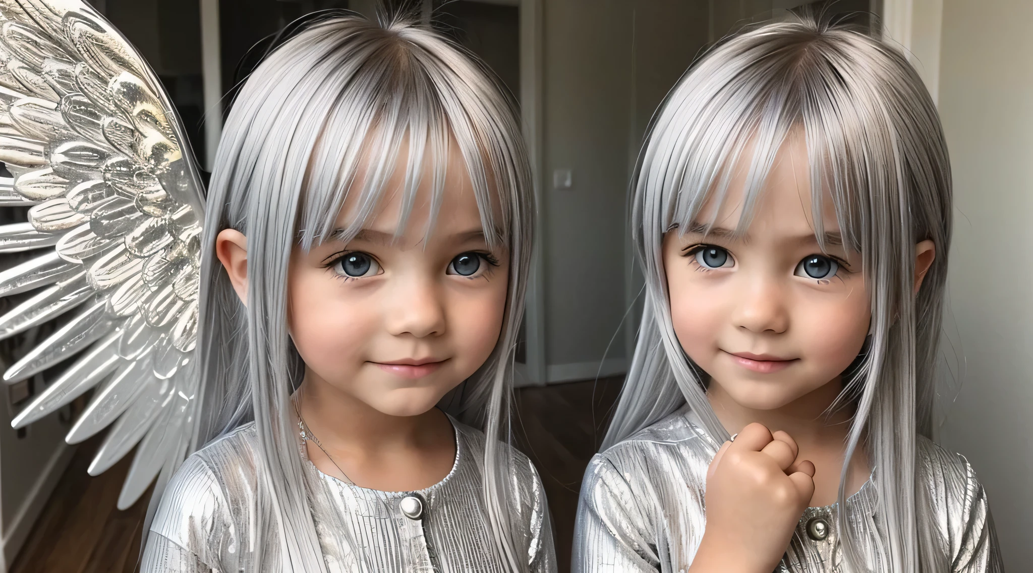 CHILDREN SILVER HAIR GOLDEN ANGEL GIRL.