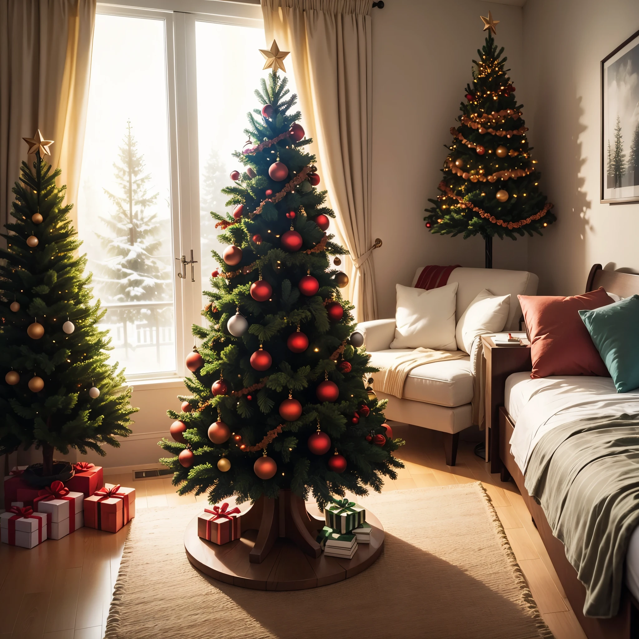 room with christmas tree