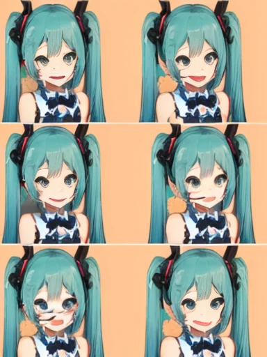 Create an emotes of different expressions of hatsune miku