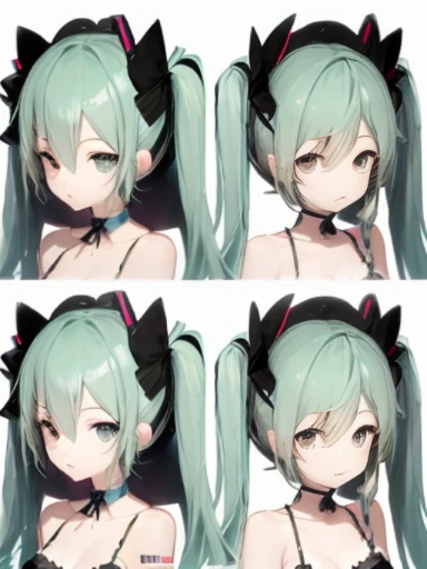 Create an emotes of different expressions of hatsune miku