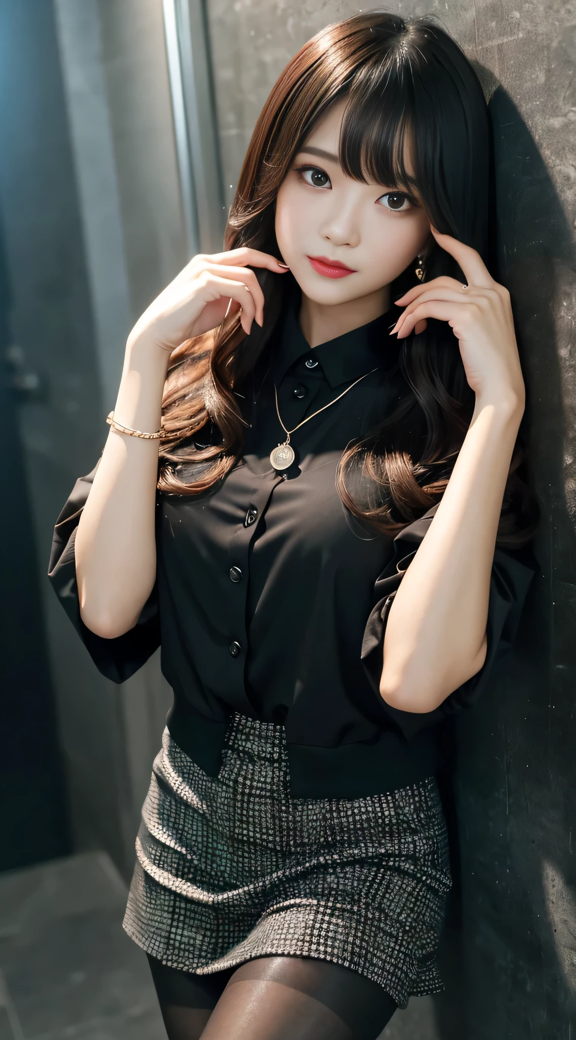 LTRA Details、japanes、Fascinating beauty、Dainty woman、Piercing eyes、Cool Girl、Wavy Hair、Suit、jaket、Blouse、tight skirts、Black pantyhose、shiny pantyhose、Evil Female Executive、Evil Fall、brainwash、lacy fabric、Glossy legs、black lipstick、Lip gloss、Smirk、wickedな表情、Suspicious look、Hollow eyes、wicked、Reaching out、In the darkroom、seductiv、Hand forward、Pendants
