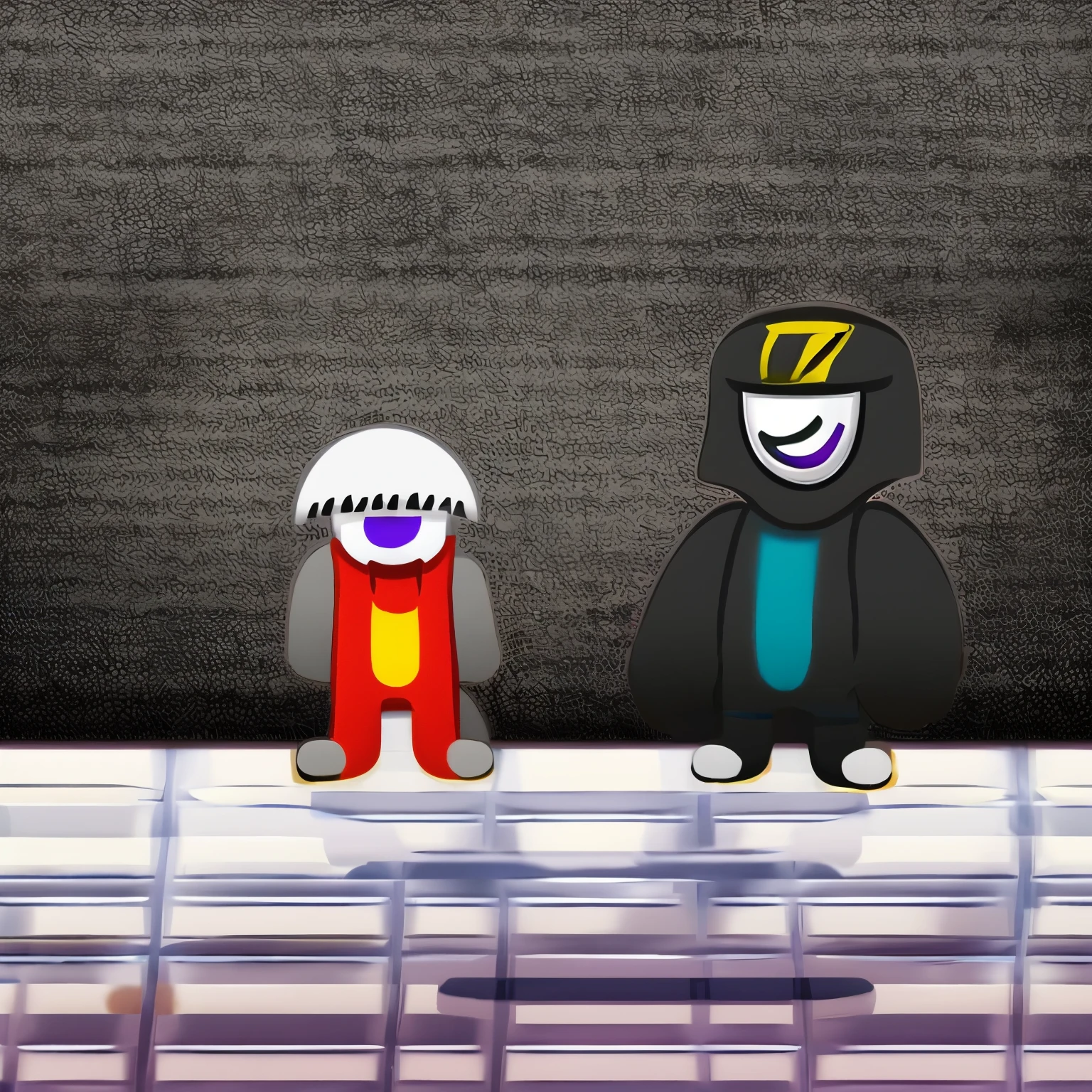 Teenager with purple eyes, white hair and wearing a white hoodie with a black beret, looking a little crazy