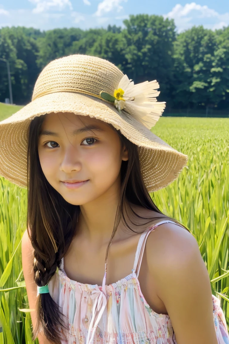 FAZENDA COM CELEIRO, cavalo, GIRLS CHILDREN 12 YEARS OLD, PICKING APPLES WITH A FARMER'S HAT, LOIRAS COM CABELO LISO, TRIGO, ROLOS DE FENO, SOL AO FUNDO DA FAZENDA, MILHARAL.