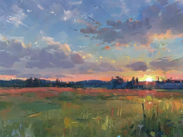 masutepiece, of the highest quality, minnesota, (((Cornfield))), depth of fields, evening, (((red, purple and orange sky))), evening グロー