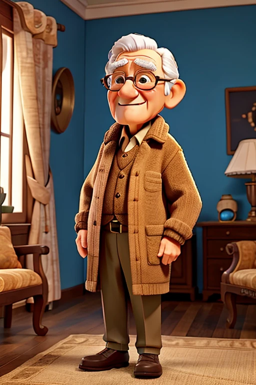 friendly and very wise elderly man in a home