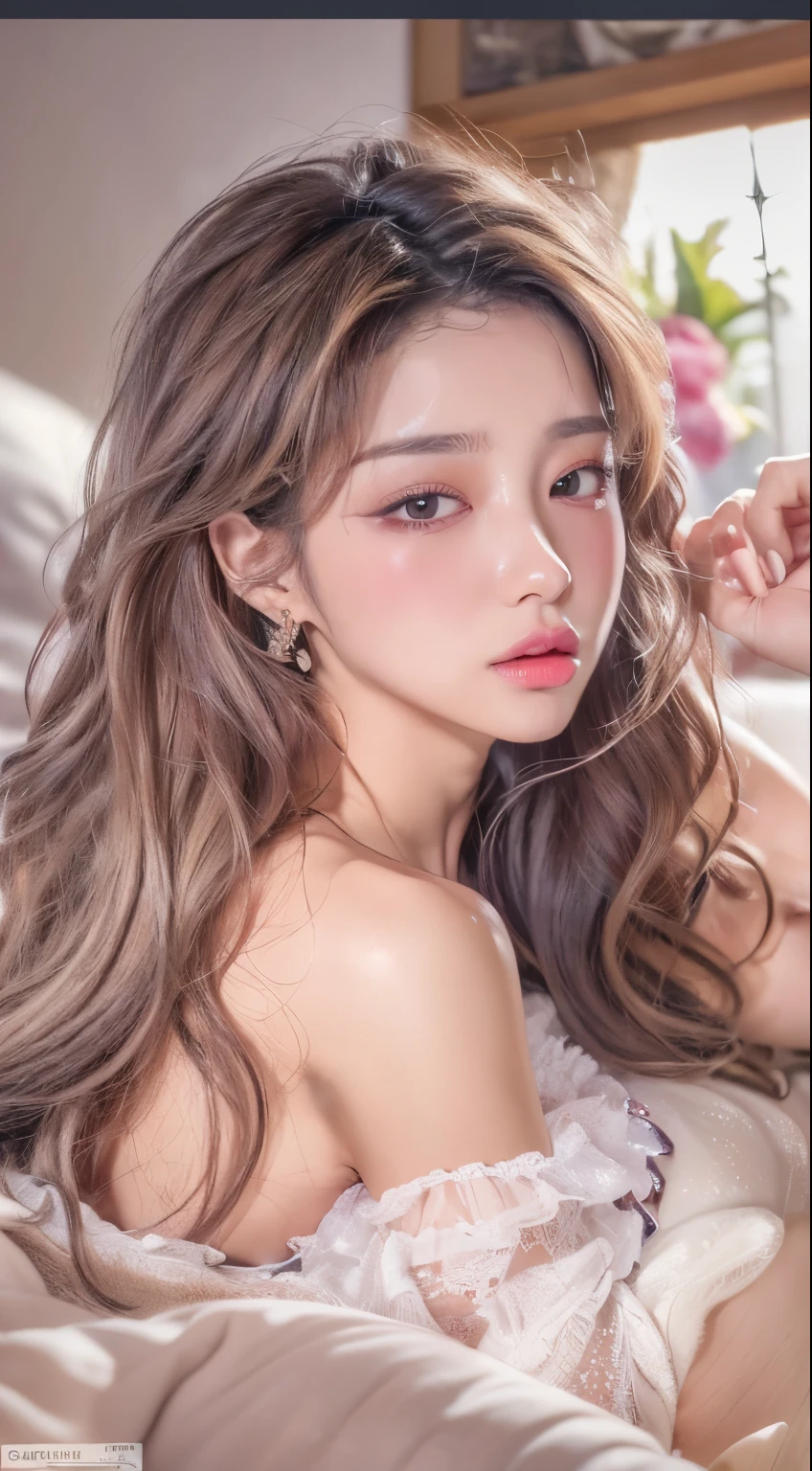 (Best Quality, 8K, 32K, Masterpiece, Ultra HD: 1.3), (K-Pop Idol: 1.3), 1 Girl, (Big: 1.2), (Long Hair), Abs, Perfect Figure, Ultra Fine Face, Delicate Lips, Beautiful Eyes Double Eyelids Pajama Bed (Sultry) ((Aroused: 1.5))