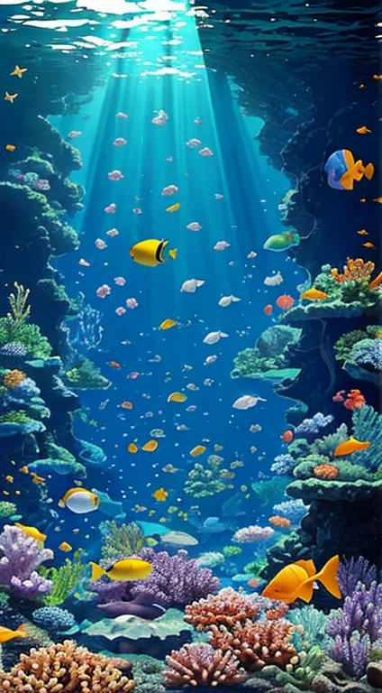 fish, marine creatures, aquariums, mermaids, underwater plants, and other marine elements.
Location: Fantastical aquarium, seascape, underwater scenery.
Condition: Vibrant aquarium, swimming fish, beautiful corals, and underwater plants.
Theme Style: Fusion of fantasy and realism, enchanting lights and colors, whimsical yet realistic ambiance. --auto