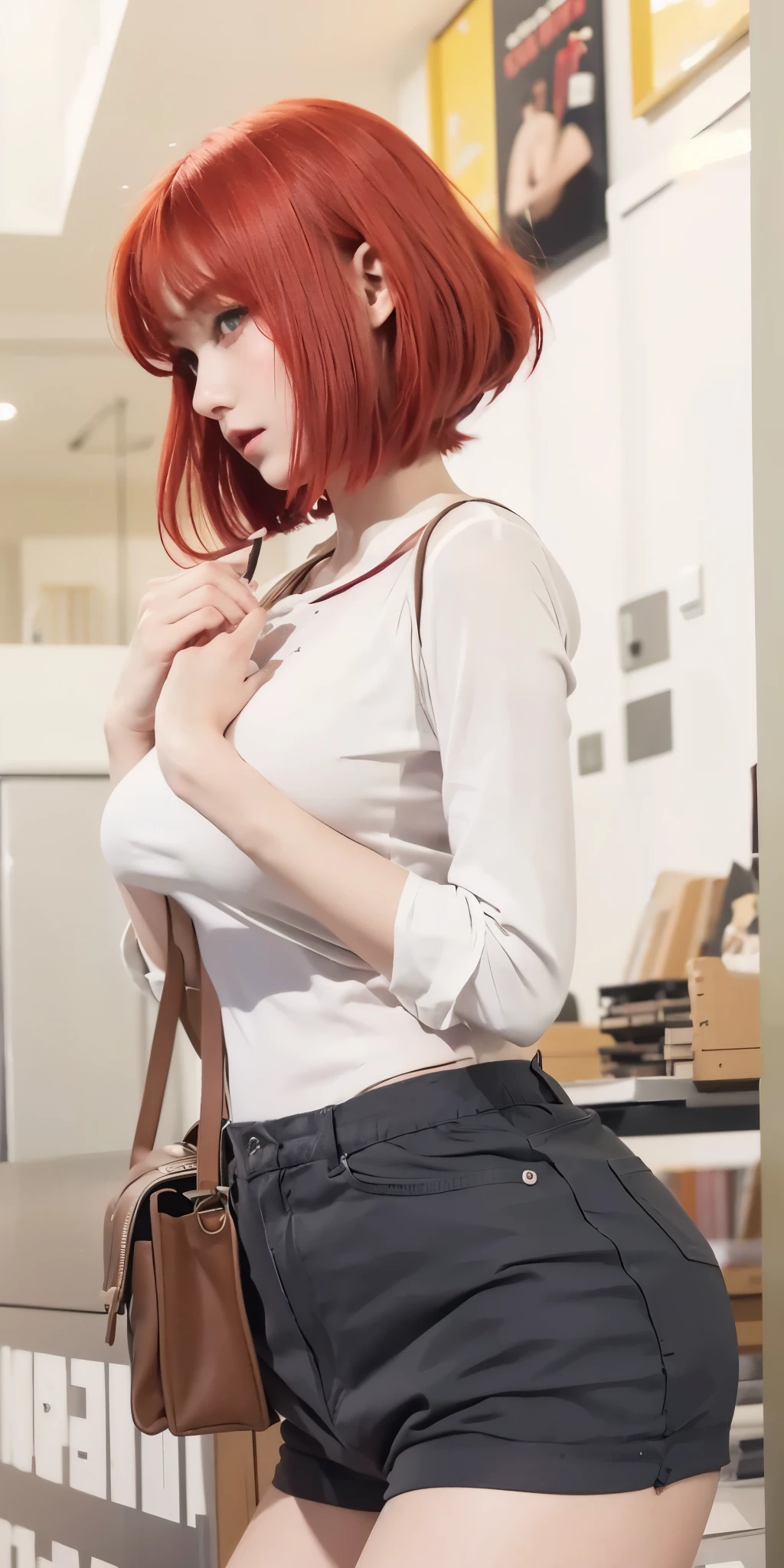 1girl, red hair, red eyes, high quality, ultra detailed, masterpiece, realistic