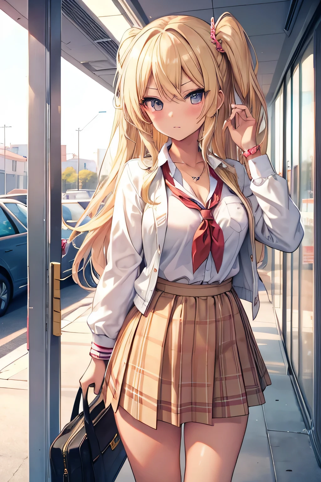 Kizi,tan skin, Gyaru,blondes Haar, Gyaru clothes,Mode,schikanieren,Gemeines Kizi, in der Schule,High quality ,4K,Detailliert