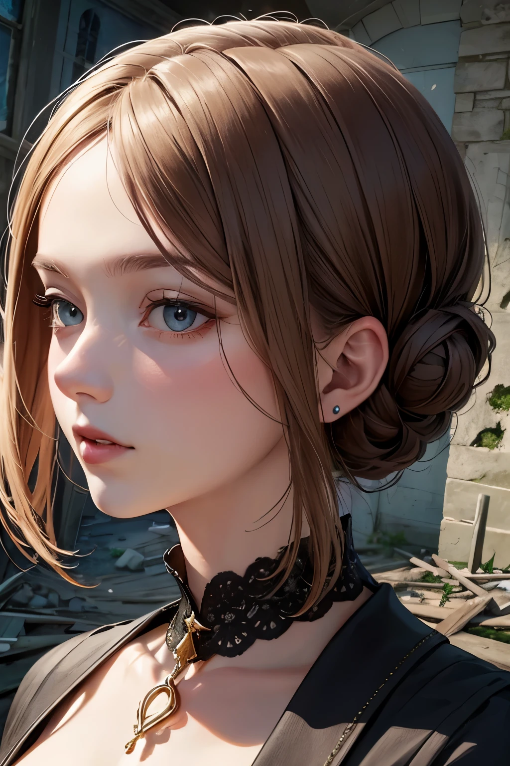 ((best quality)), ((masterpiece)), (detailed), ((perfect face)), no deformations Witch in abandoned castle
