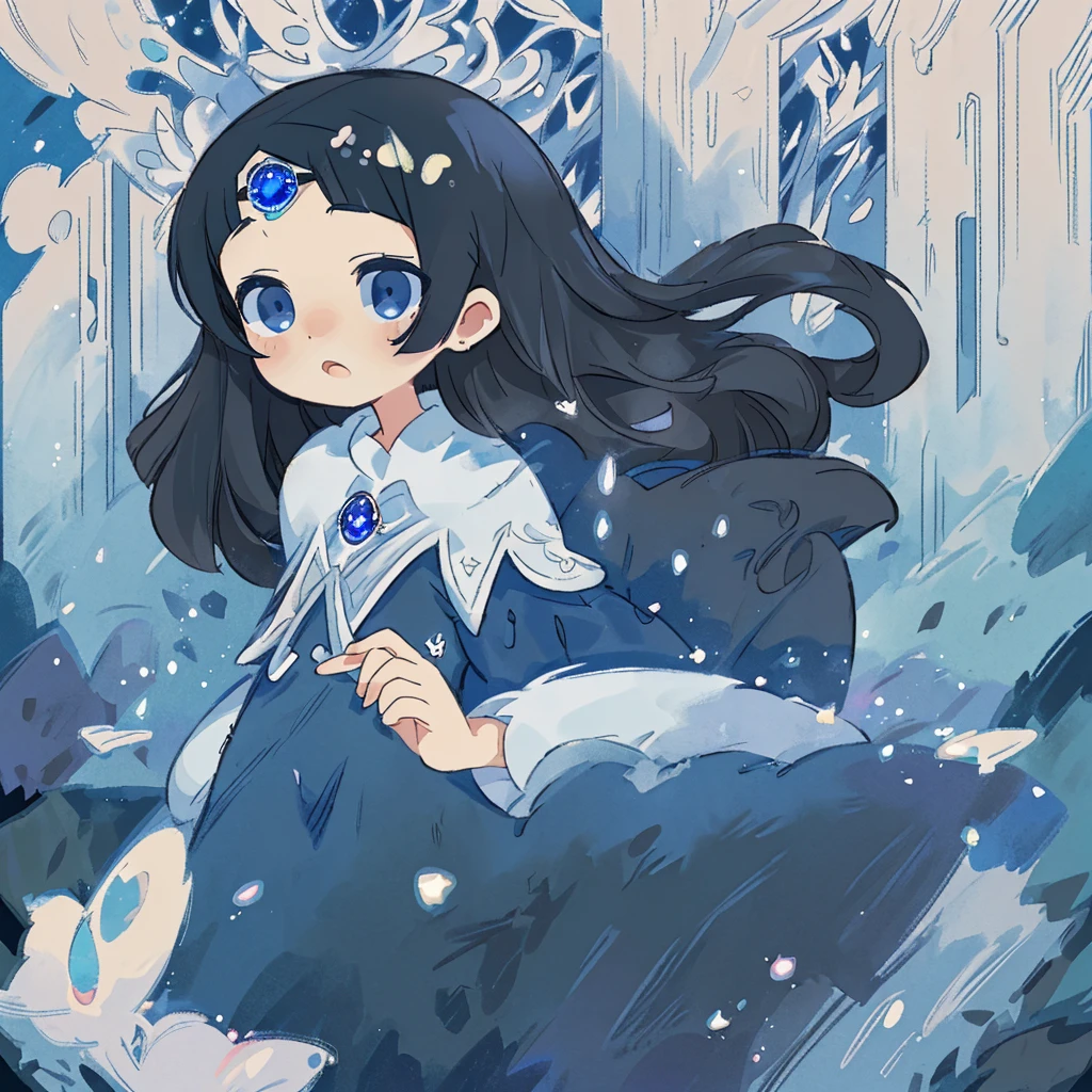 (masterpiece, best quality, ultra-detailed, highres, best illustration),(1girl,fantasy,((shining deep sapphire eyelowing straight black hair)),detailed upper body, ((beautifully detailed dark dress)),looking at viewer,windy environment,particle effects,ethereal light background, mysterious, 4k, hd, style of anime, mature, ethereal, godly, )