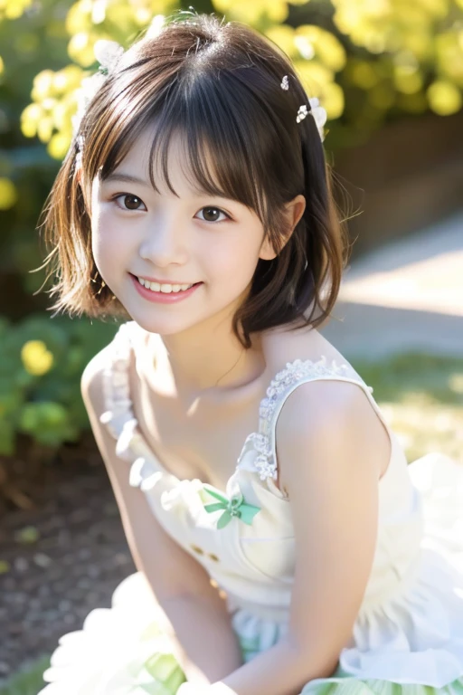 highest quality, High resolution, realistic pictures, detailed skin texture, ((e 12 panese girl wearing a short white camisole)), view audience, slim body shape, charming gaze, Fair skin, baby face, (fl1.2), long straight hair, (loli:1.2), In the park ere cherry blossoms dance, smile, Navel exposed, bare shoulders