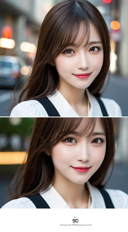 masutepiece, Best Quality, Illustration, Ultra-detailed, finely detail, hight resolution, 8K Wallpaper, Perfect dynamic composition, Beautifully detailed eyeob short 1.4), Natural Color Lip, Random and sexy poses,Smile,Aoyama Street Walk、A 40-year-old woman