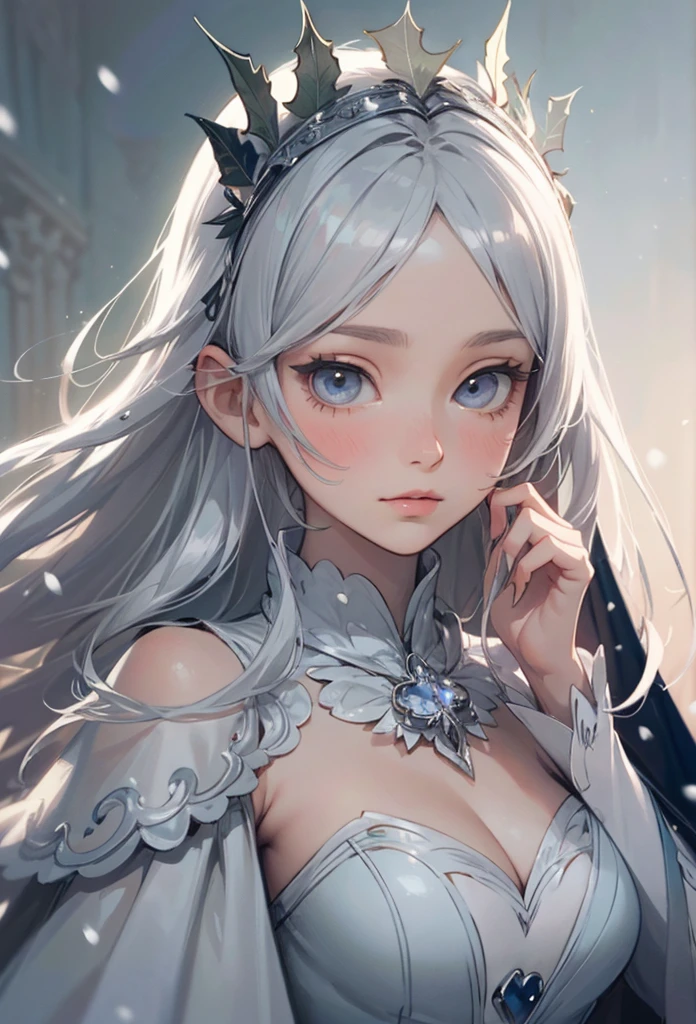 (extremely delicate and beautiful:1.2), 8k,(masterpiece:1.0),(best_quality:1.0), 1girl, mature woman, complex details, enlarged textures, complex details, finely detailed eyes and detailed face, intricate details, white hair, (closed mouth), perfect eyes, equal eyes, (goddess)