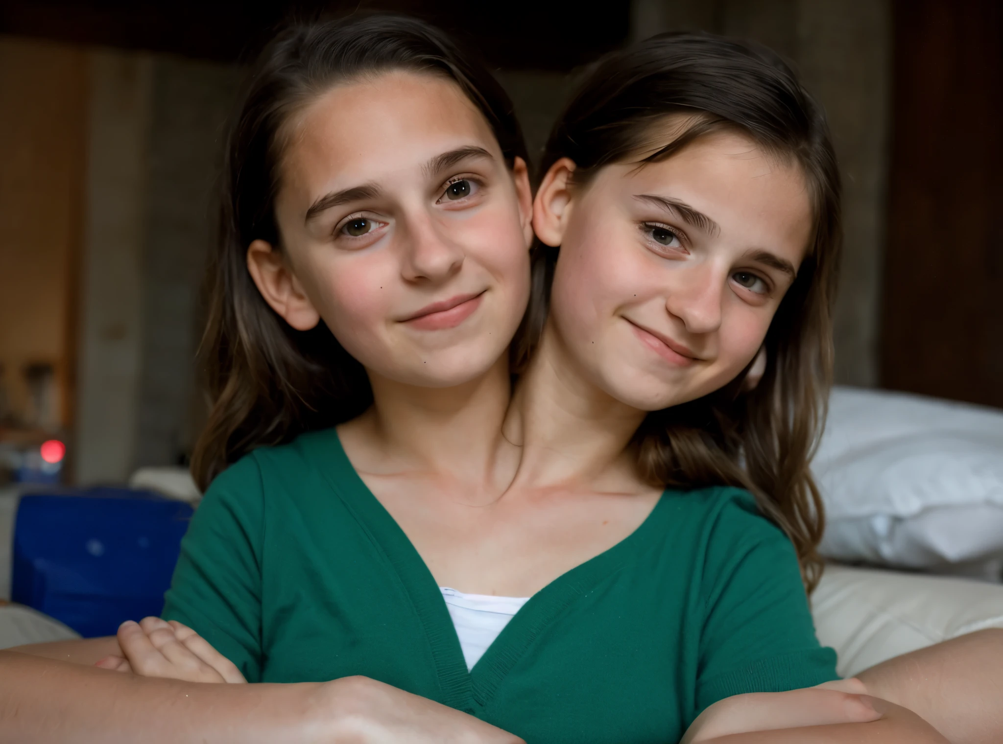 2heads, two headed girl, (10 year old girl:1.5)