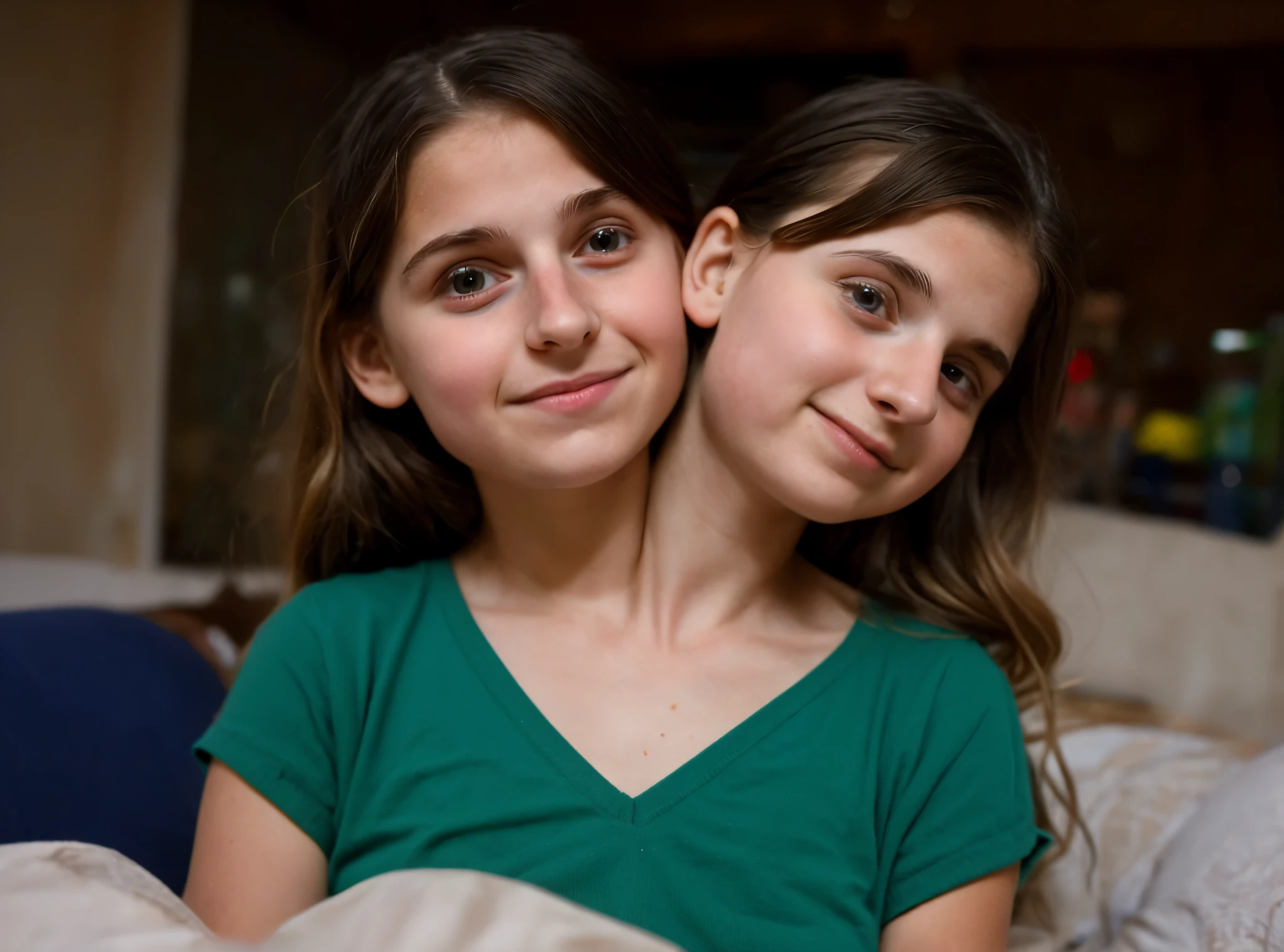 2heads, two headed girl, (10 year old girl:1.5)