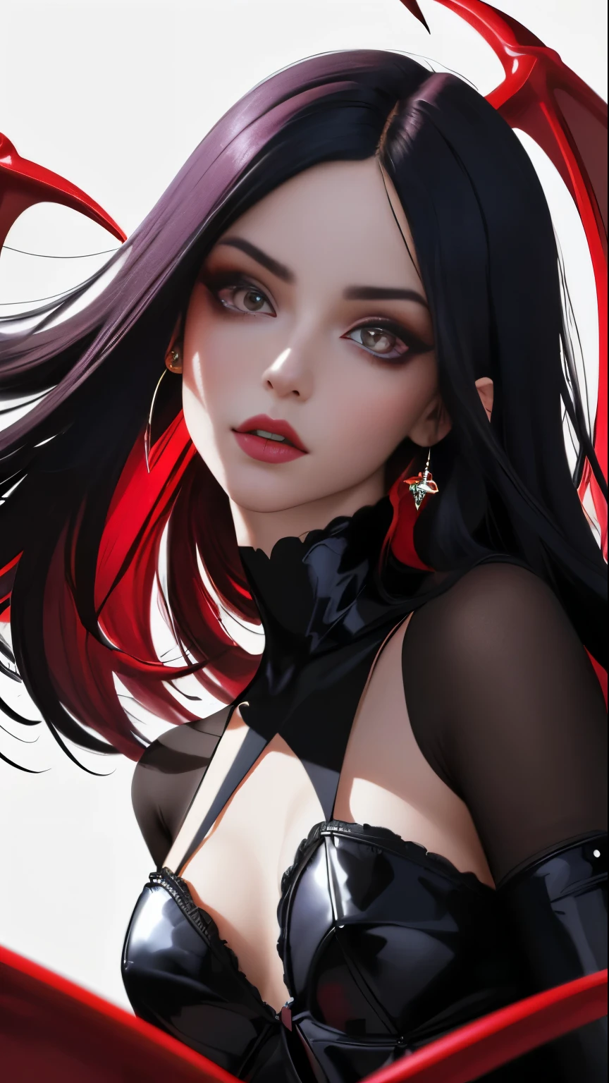 (best quality, master part, rosto perfeito, Beautiful and Aesthetic:1.2, colorido, Dynamic angle, highest circunstanciado face) foto de corpo inteiro de uma menina succubus, lo gothic, Great Demonic Red Wings\, cabelos verdes longos, (abstract art), half demon, olhos de gato carmesim, presas longas do vampiro, alto contraste , 35 mm, Bokeh, 9:16, (detalhes intrincados, hypercircunstanciado:1.15), circunstanciado, luar passando pelos cabelos (alto contraste, Arte Oficial, extreme circunstanciado, highest circunstanciado),