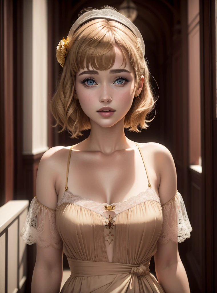 corrected hands, Emma Watson, 3D, brown eyes, wearing lingerie in her bedroom, gesturing pose, Hermione Granger, beautiful body, masterpiece, delicate features, lots of details, detailed face, detailed mouth, skin pores --auto --s2