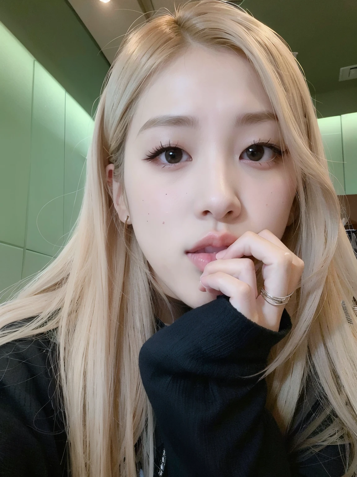 Girl with long blonde hair and a black sweater, Parque Roseanne de Blackpink, Jossi de Blackpink, portrait of Jossi de Blackpink, Heonhwa Choe, Jisoo de Blackpink, Jisoo de Blackpink, Wan adorable cara coreana, Foto de perfil de la foto de cabeza, Jaeyeon Nam, Retrato Jisoo Blackpink, Lalisa Manoban de Blackpink, Jinyoung Shin