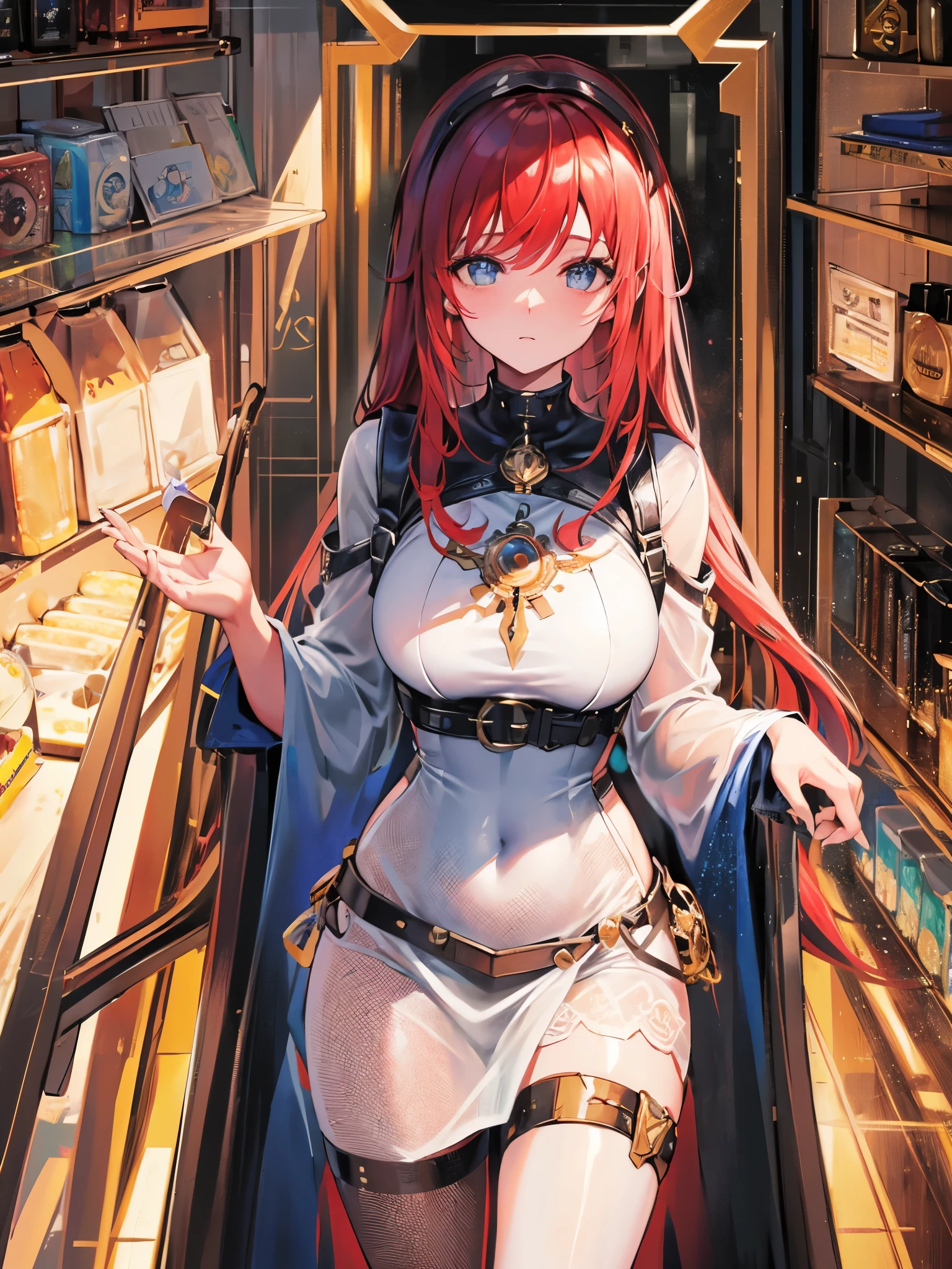( alta qualidade , ultra detailed by hand ) ( careful hand ) Zodiac sign - Goddess of Aries , similar to Latin goodness , corajoso ,intencional ,produtivo ,Entrepreneurial and humanitarian face . Moody, impulsivo, impaciente, estilo assertivo . Reddish hair from sunset , vestido transparente , no oceano com sol , corpo inteiro , olhos de fogo de cristal ( olho detalhado ) . forte e poderoso olhar de maquiagem . deusa do fogo .