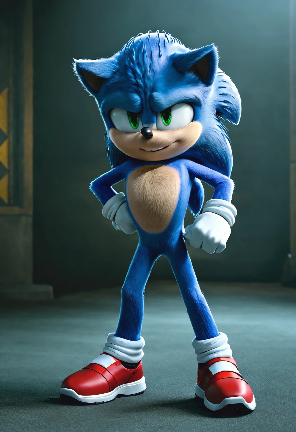 sonic_the_hedgehog,, sonic, solo, looking at viewer, smile, 1boy, standing, full body,