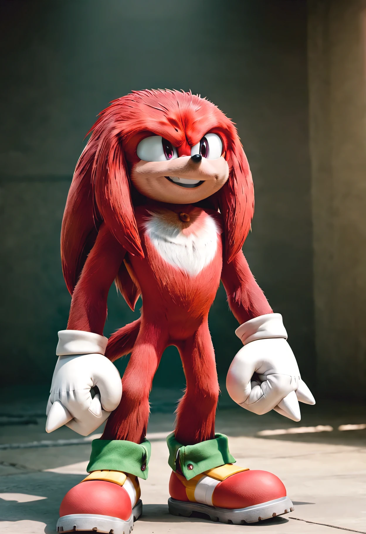 knuckles_the_echidna, knuckles, solo, looking at viewer, smile, 1boy, standing, full body,