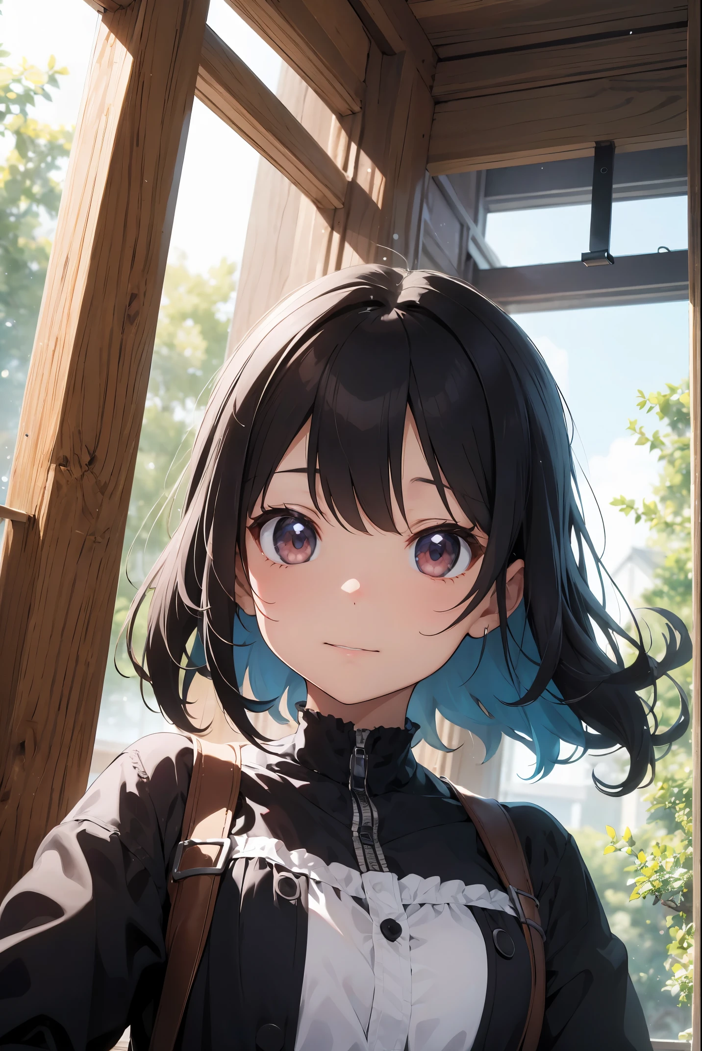 masterwork、Absolute resolution、Super high quality、Superbly crafted backgrounds with great detail and depth、１６ｋwall-paper、Haisole、Background painting、ln the forest、fairy forest、Fantastical、absurderes、圧倒的なabsurderes、destruction、particles floating、foggy、natural soft light 、cute little、Chibi