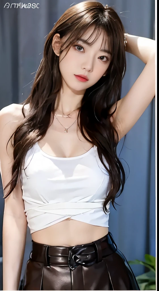 ((Realistic lighting、top-quality、8K、masterpiece:1.3))、Clear focus:1.2、2 girls, perfectbodybeauty:1.4、Slim abs:1.1、full body Esbian、((dark brown hair、Big:1.3))、(Acceleration:1.4)、(outside of house、natta:1.1)、Street、Slender face、Narrow-eyes、二重まぶた、Exposed cleavage、Brush your hair with both hands、Floating hair、Tank Tops、a miniskirt、a necklace、