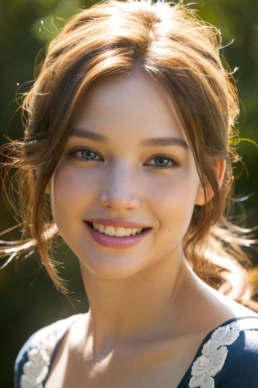 (masterpiece), best quality, A close-up portrait of a stunning 25 years old woman with perfect teeth. Her face is a mix of Jennifer Lawrence and Bryce Dallas Howard. The photo is digitally enhanced with high levels of detail and cinematic lighting. Ethereal and enchanting. High resolution for website, incredibly detailed, hyperrealistic, cinematic light, complex, HDR, DSLR, 32k