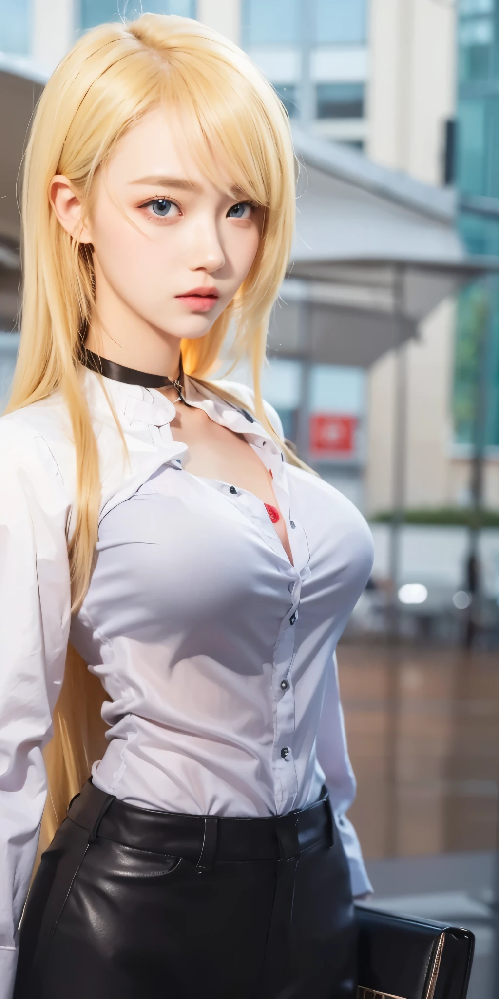 1girl, blonde hair, red eyes, high quality, ultra detailed, masterpiece, realistic