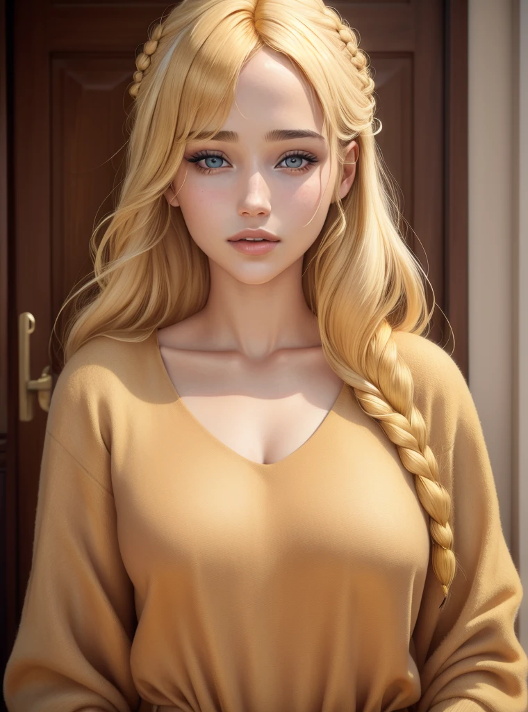beautiful woman, Alba Lawrence, wheat skin, golden blonde hair, portrait