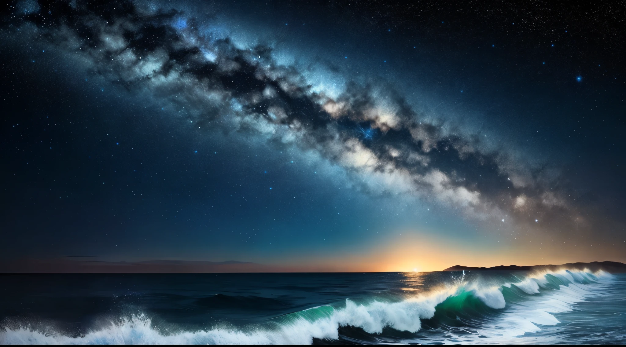 A sea with a starry sky
