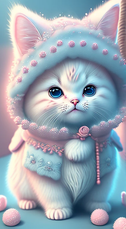 In this ultra-detailed CG art, cute kittens surrounded by ethereal roses, laughter, best quality, high resolution, intricate details, fantasy, cute animals, open mouths, laugh!!