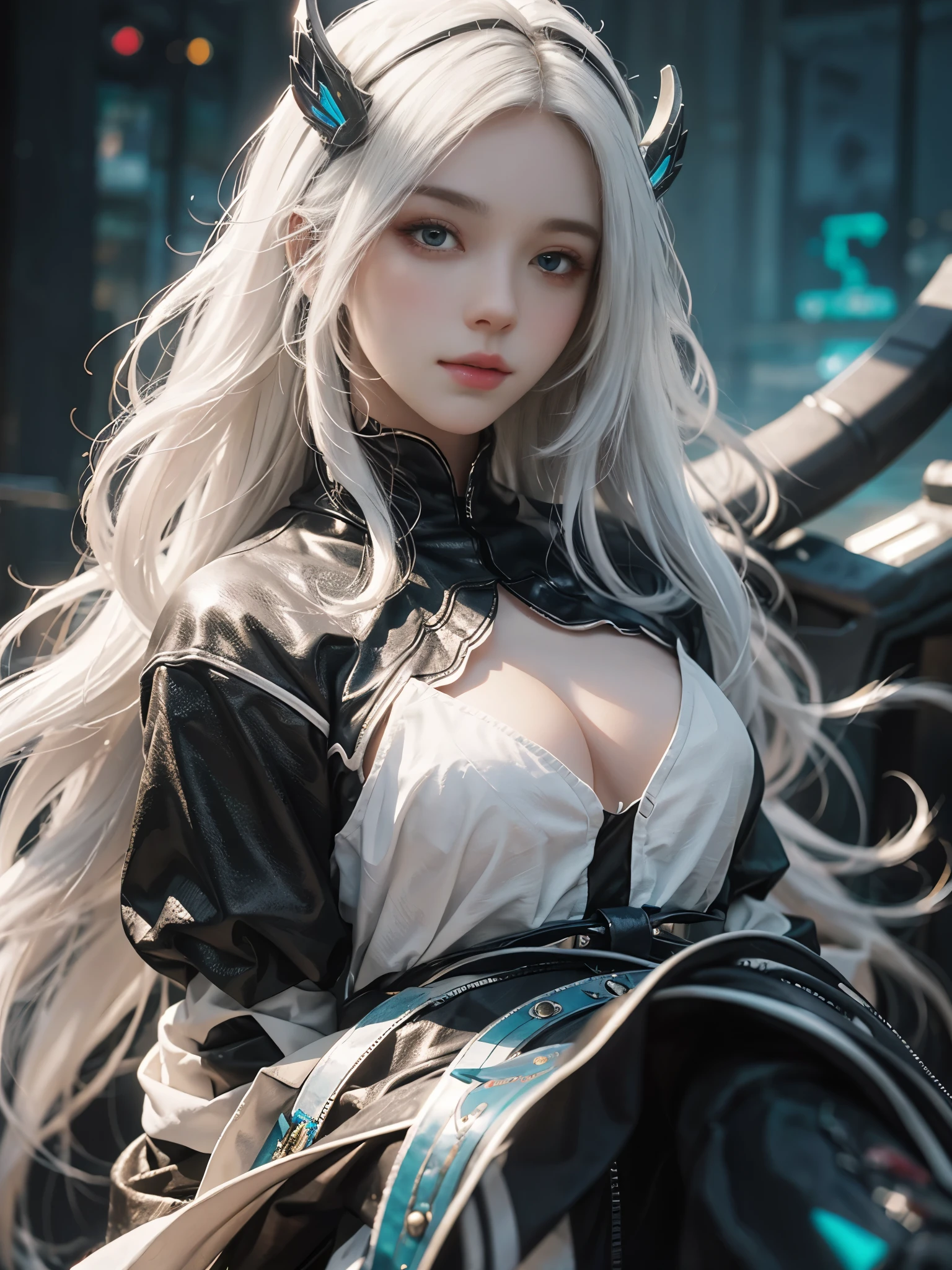 Close-up of woman with white hair and white mask、beautiful character painting、guweiz、Artwork in the style of Gwise、white haired god、Jan J、epic exquisite character art、Stunning character art、Fanchy、Uzunsifan、Guweiz on the Pixiv art station,Faces of reality,Real people,Photo quality,Real person footage captured on camera,Shooting from the waist up,