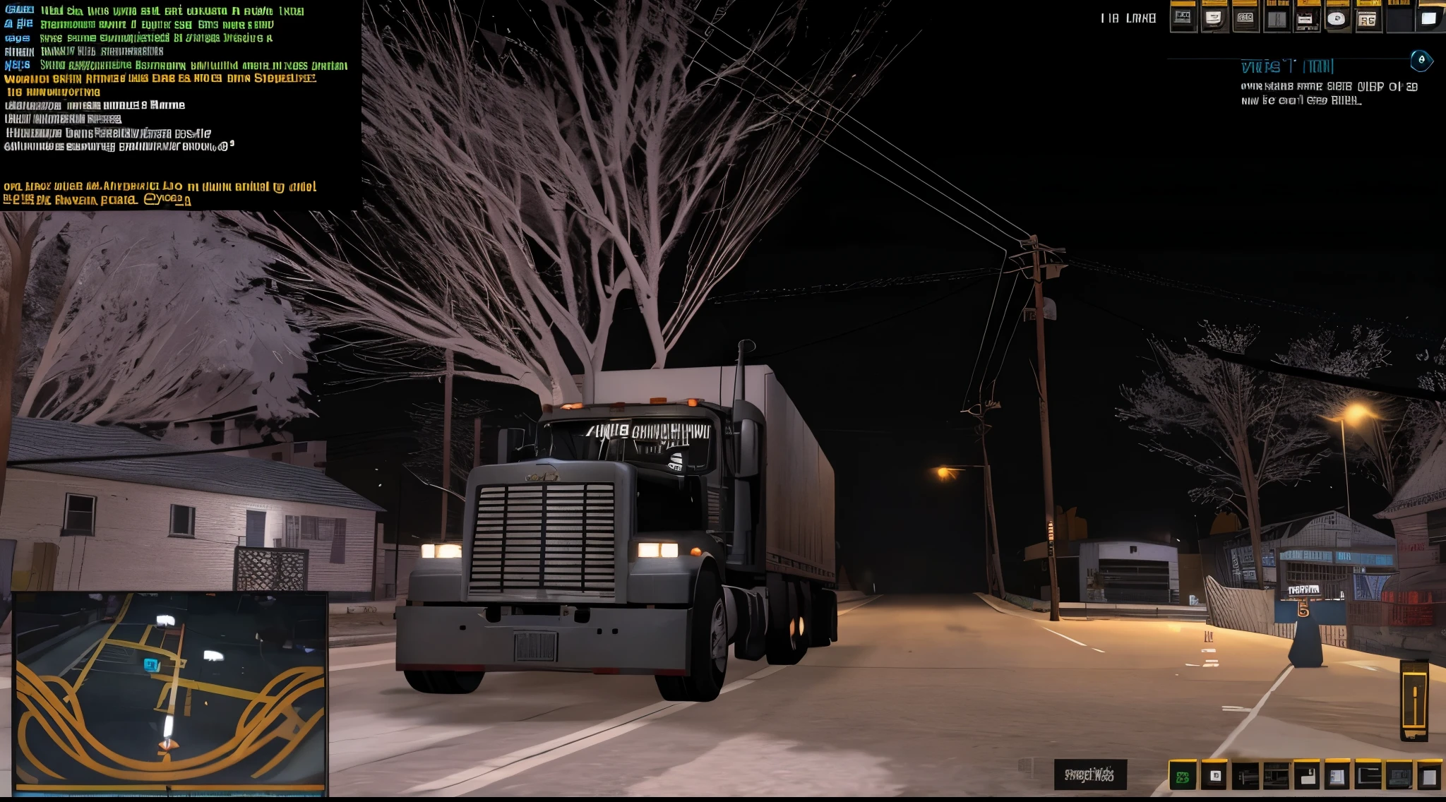 araf truck driving down a street at night in a city, gta, high definition screenshot, in game, high resolution details, detailed screenshot, hd screenshot, beautiful screenshot, high quality screenshot, ingame, in gta san andreas, video game screenshot>, semi-realistic, semi - realistic, ingame image, life simulator game screenshot, pc screenshot