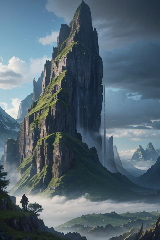mountains with a waterfall and a few trees in the foreground, impressive fantasy landscape, an epic landscape, fantasy matte painting,cute, fantasy art landscape, most epic landscape, 4k hd matte digital painting, epic fantasy landscape, 4k highly detailed digital art, epic dreamlike fantasy landscape, epic landscape, 4 k matte painting, ross tran. scenic background