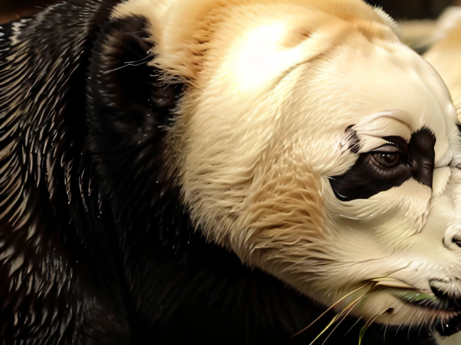 pandas bear with black and white fur and black eyes and a white nose, pandas, a cute giant pandas, close up图片, GOU, 真正的close up镜头, pandas pandas pandas, close up 4k, tian zi, stunning  visuals, portrait shooting, dynamic close up, close up photo, face close up, close up!!, GOU, cute pandas, very close up
