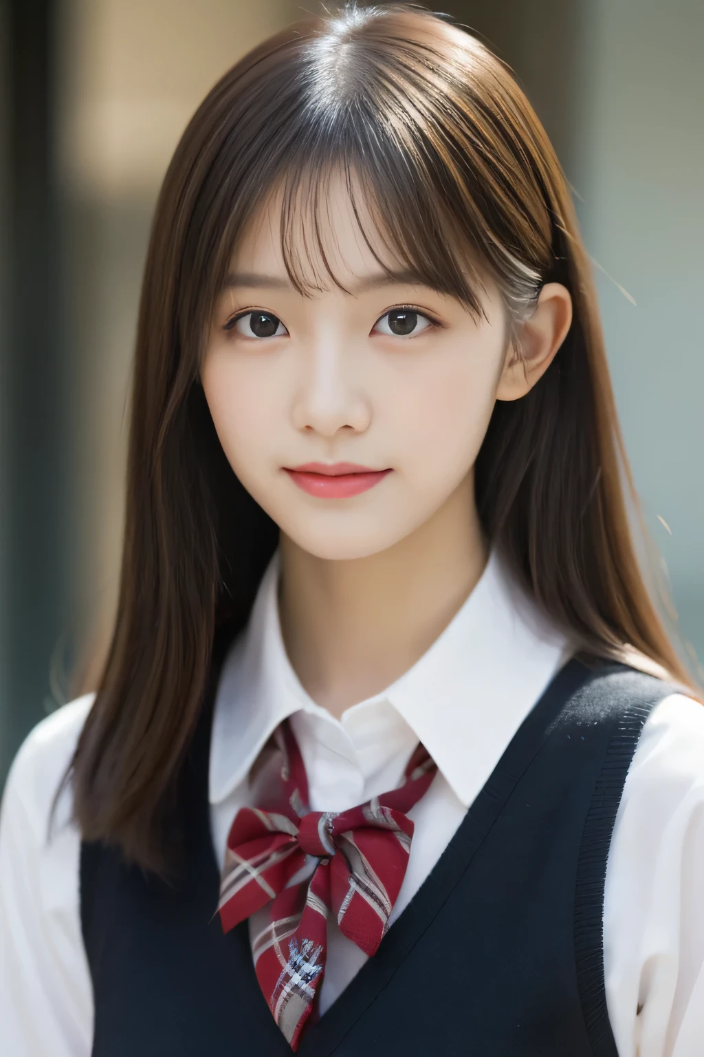 tmasterpiece,top-quality,offcial art,High Definition CG Unity 8K Wallpaper High School Girl,Very delicate beautiful,超hight resolution,(realisticlying:1.4),Golden Hour Lighting,(full body Esbian),in class room,(Platinum Shorthair:0.8),(Pretty eyes),looking at viewert,facing front,Twin-tailed hair, ssmile,JK Skirt(Plaid),Petite bust,high-school uniform,neck tie, tmasterpiece, best qualtiy, RAW photogr, realisticlying, faces, incredibly absurd res, depth of fields, hight resolution, ultra - detailed, finedetail, Very detailed, 非常に詳細な目とfaces, Sharp pupils, pupil realistic, tack sharp focus, cinmatic lighting, Idol style、Super Cute:1.2、A dark-haired、bangss、Lips are natural color、