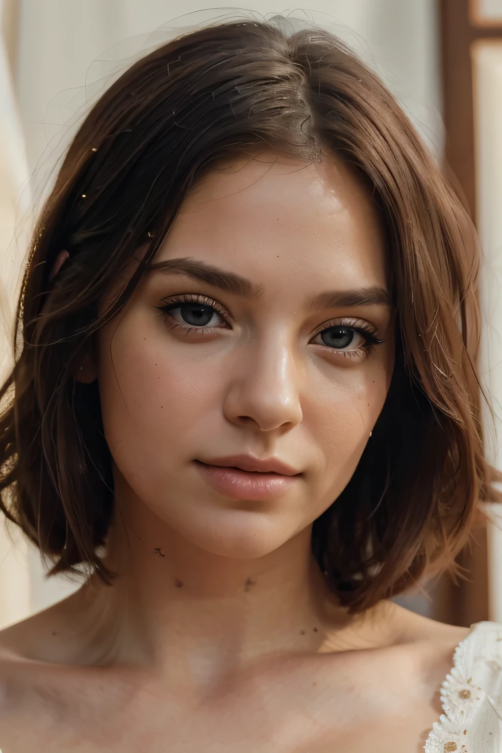 (best quality,4k,8k,highres,masterpiece:1.2),ultra-detailed,(realistic,photorealistic,photo-realistic:1.37),beautiful detailed eyes,beautiful detailed lips,extremely detailed eyes and face,longeyelashes,natural lighting,vivid colors,portraits,clean background,soft focus,shallow depth of field,tasteful makeup,simple hairstyle,soft and warm color tones,peaceful expression,endearing gaze