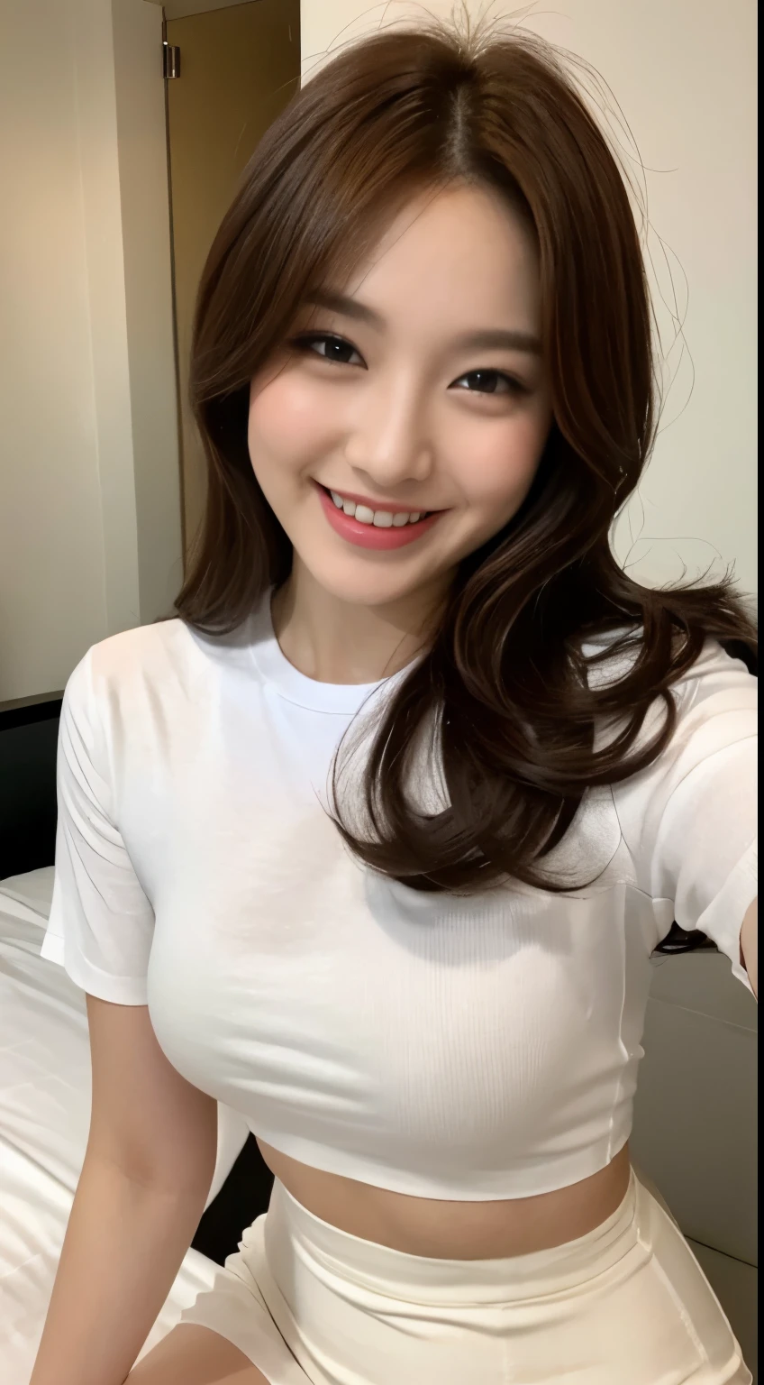 A close up of a woman in a white top and skirt - SeaArt AI